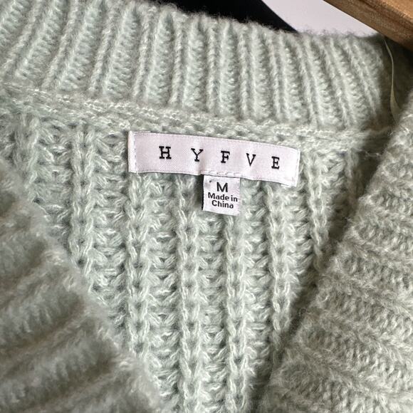 Hyfve Romantic Floral Cardigan Chunky Cropped Sweater Size M Grannycore Seafoam - Picture 8 of 10